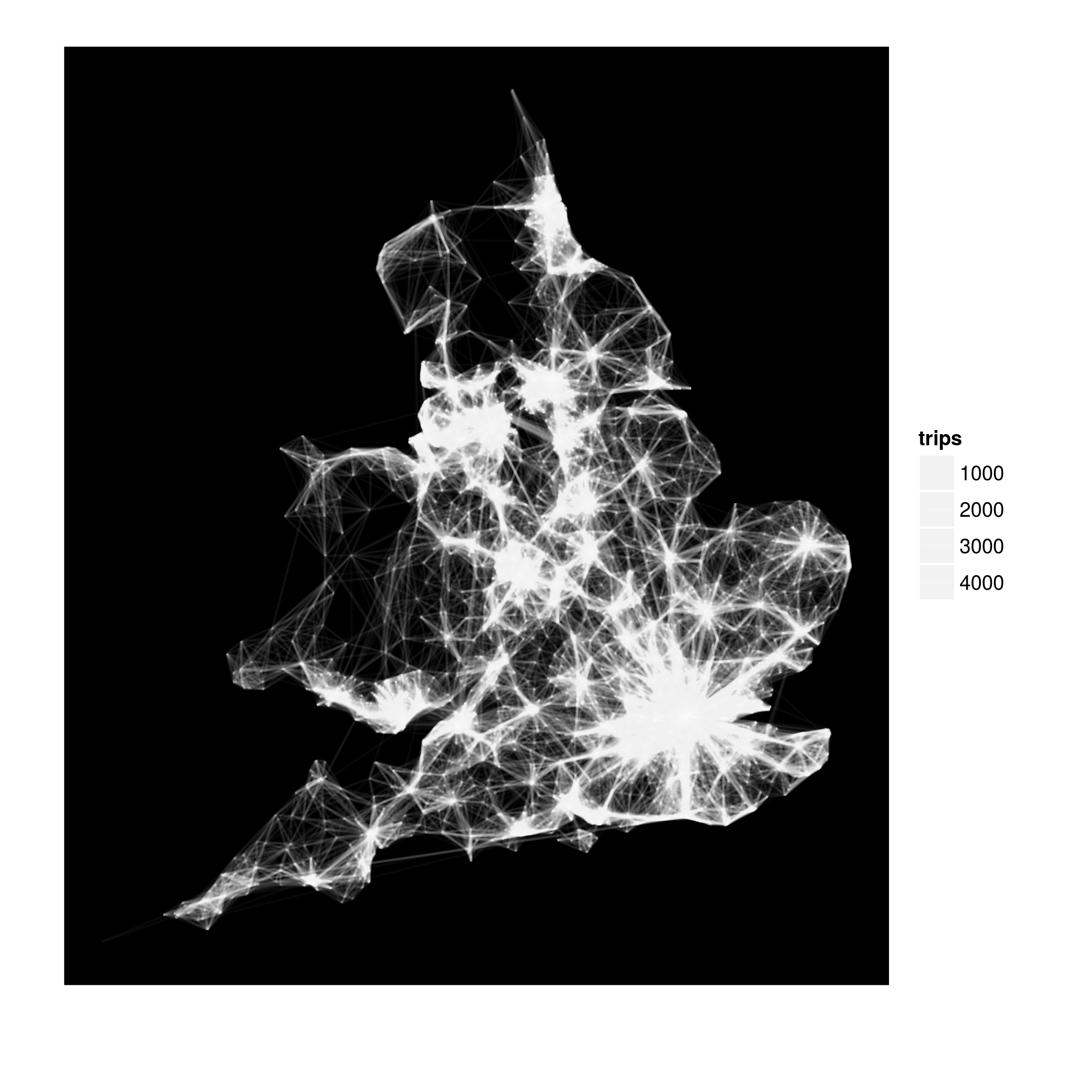 map of UK commuter routes